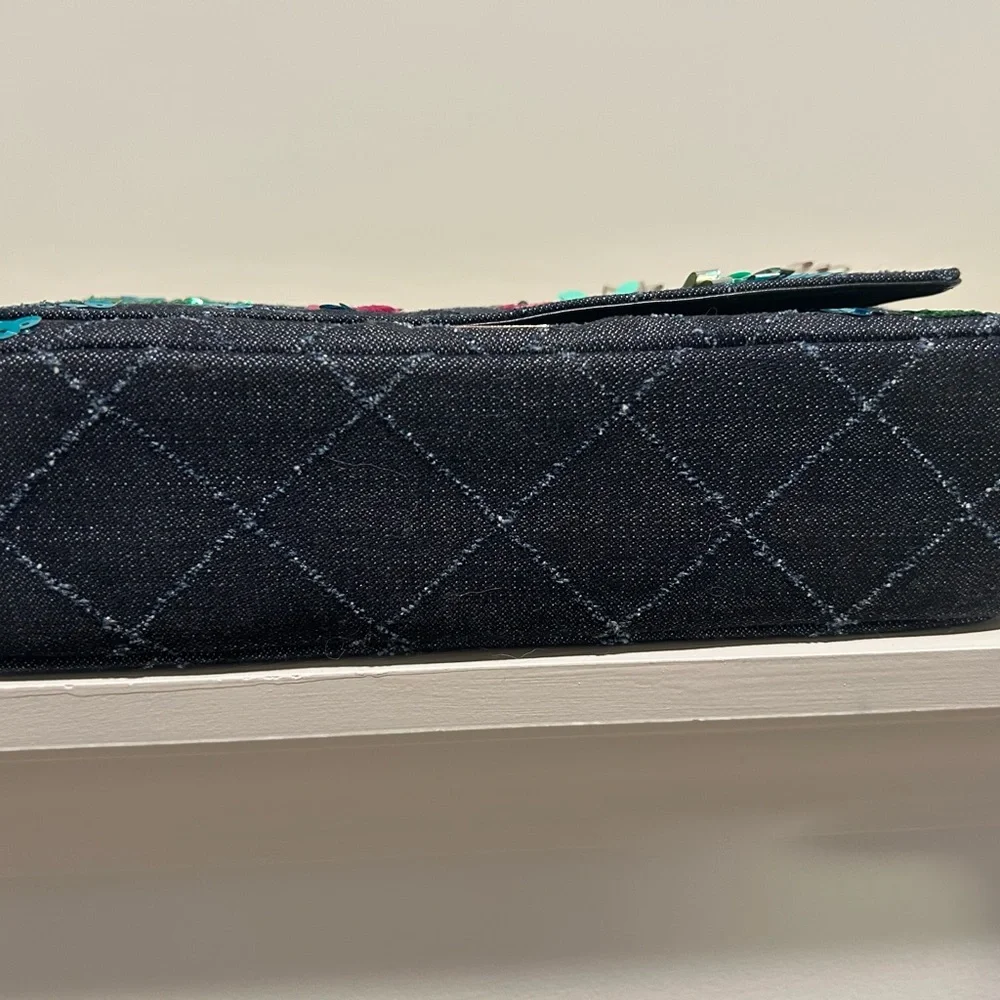 Rare hard to find Kate Spade Black Quilted Bag with Floral Sequins - Picture 8 of 16